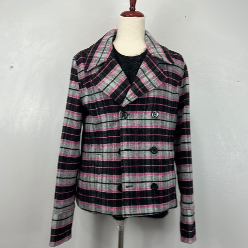 Pink Victoria's Secret Double Breasted Wool
Blend Plaid